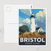 Bristol Rhode Island Lighthouse Art ポストカード (正面/裏面)