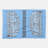 Bristol Sagon Sign with Tracks on Blue キッチンタオル (横)