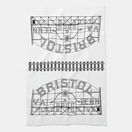 Bristol Sagon Sign with Tracks on white キッチンタオル (縦)