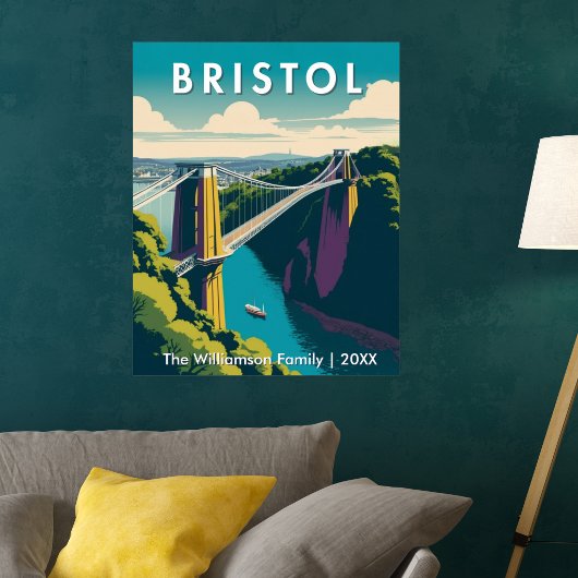  Bristol UK Clifton Suspension Bridge Retro Custom ポスター
