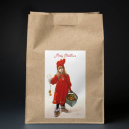 Brita as Iduna Carl Larssonヴィンテージアートクリスマス 長方形シール