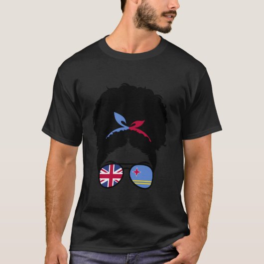 Britain And Aruba Mix Afro Hair Half British Half  Tシャツ (正面)