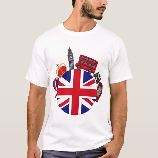 Britain Uk London Flag Red Telephone Booth Tシャツ (正面)
