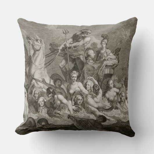 Britannia、c.1765 (版木、銅版、版画)の勝利 クッション (正面)