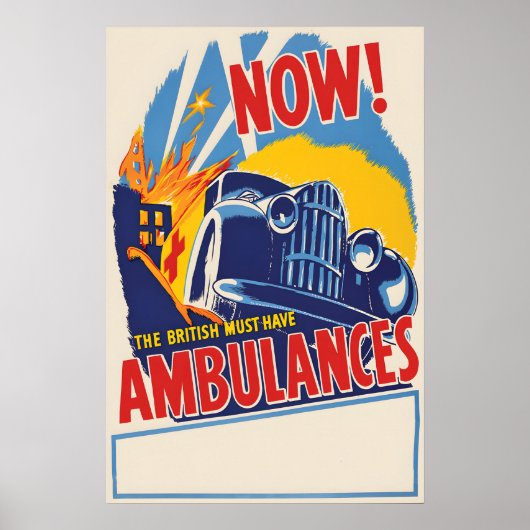 British Ambulance Poster Vintage War Propaganda ポスター (正面)