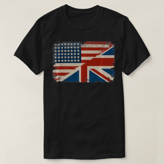 British American Flag Great Britain Union Jack Pre Tシャツ (デザイン正面)