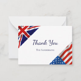 British American Flags 結婚's Thank You ノートカード