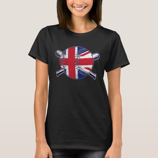 British Baseball Sport United Kingdom Baseball Tea Tシャツ (正面)