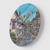 British Bunting Original Acrylic Painting ラージ壁時計 (傾斜)