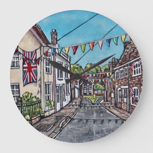 British Bunting Original Acrylic Painting ラージ壁時計 (正面)
