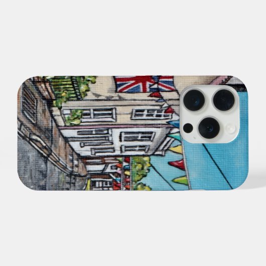 British Bunting Original Acrylic Painting iPhoneケース (裏面横)