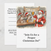British Christmas Party Reindeer Bartender 招待状 (正面/裏面)