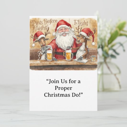 British Christmas Party Reindeer Bartender 招待状 (スタンド正面)