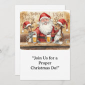 British Christmas Party Reindeer Bartender 招待状 (正面/裏面)