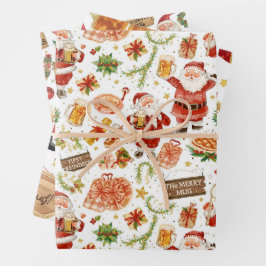 British Christmas Wrapping Paper Santa Claus ラッピングペーパーシート