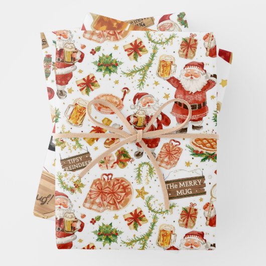 British Christmas Wrapping Paper Santa Claus ラッピングペーパーシート (インサイチュ)
