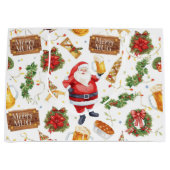 British Christmas Wrapping Paper Santa Claus ラージペーパーバッグ (正面)