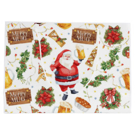 British Christmas Wrapping Paper Santa Claus ラージペーパーバッグ