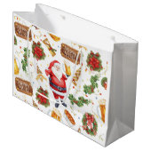 British Christmas Wrapping Paper Santa Claus ラージペーパーバッグ (正面アングル)