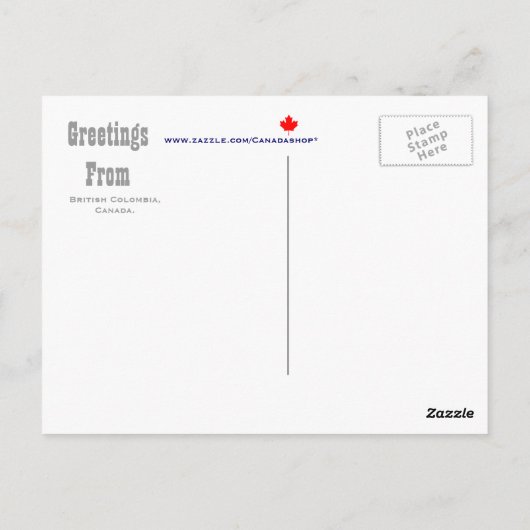 British Columbia Canada ポストカード (裏面)