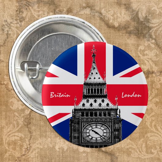 British Flag & Big Ben - London, UK /sports fans 缶バッジ
