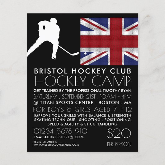 British Flag, Hockey Player, Camp Advertising チラシ (正面)