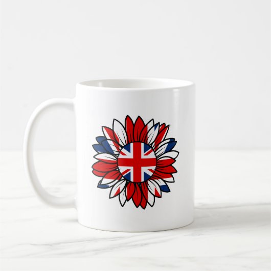 British Flag Sunflower Design コーヒーマグカップ (左)