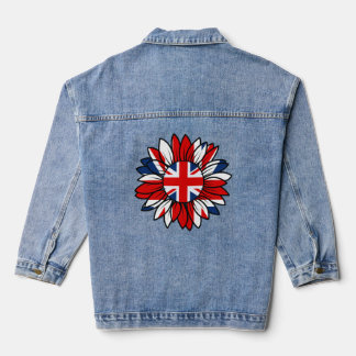 British Flag Sunflower Design Women's デニムジャケット