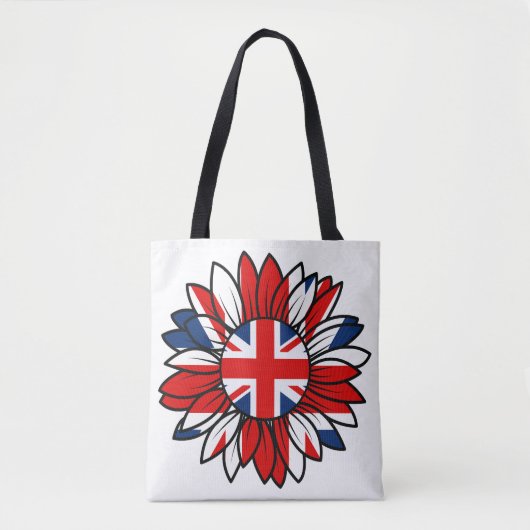 British Flag Sunflower Design Women's トートバッグ (正面)