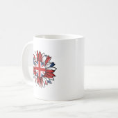 British Flag Sunflower Distressed Design コーヒーマグカップ (正面左)