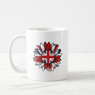 British Flag Sunflower Distressed Design コーヒーマグカップ