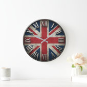 British Flag Union Jack Vintage ラージ壁時計 (ホーム)