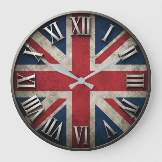 British Flag Union Jack Vintage ラージ壁時計 (正面)