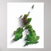 British Isles terrain relief map print ポスター (正面)
