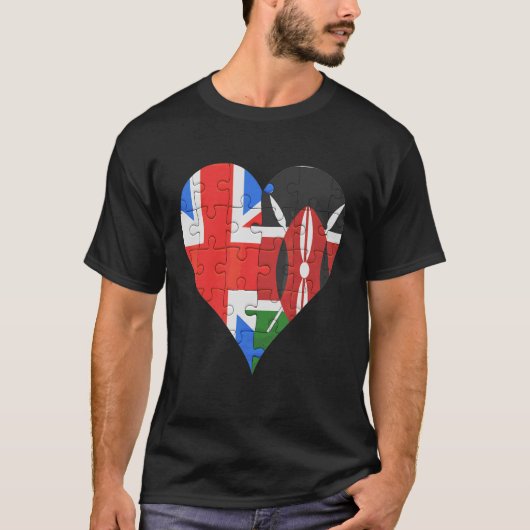 British Kenyan Flag Heart Tシャツ (正面)