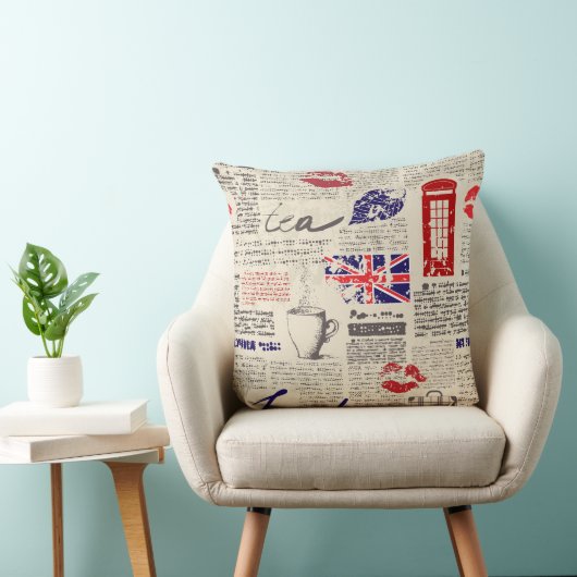 British newspaper pattern クッション (椅子)