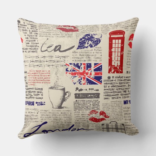 British newspaper pattern クッション (裏面)