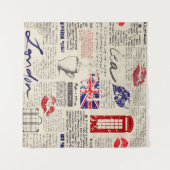 British newspaper pattern タペストリー (正面(横))
