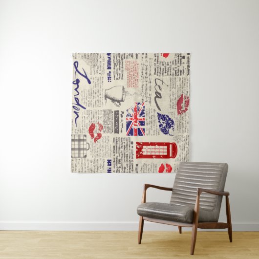 British newspaper pattern タペストリー (インサイチュ(横))
