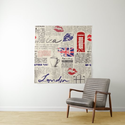 British newspaper pattern タペストリー (インサイチュ)