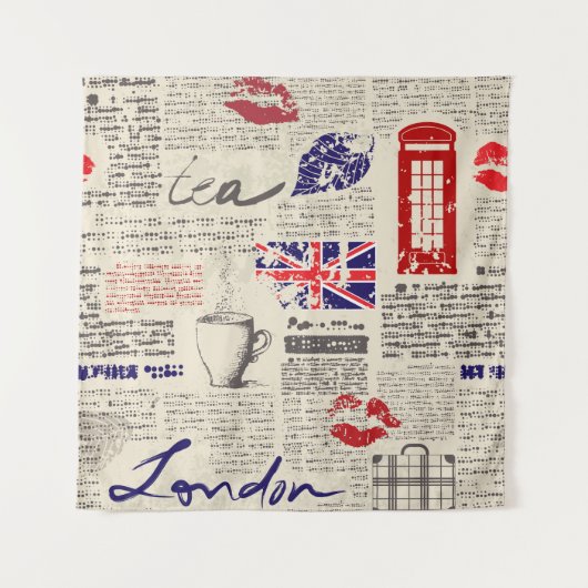 British newspaper pattern タペストリー (正面)