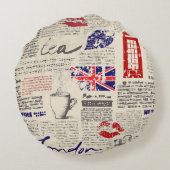 British newspaper pattern ラウンドクッション (裏面)