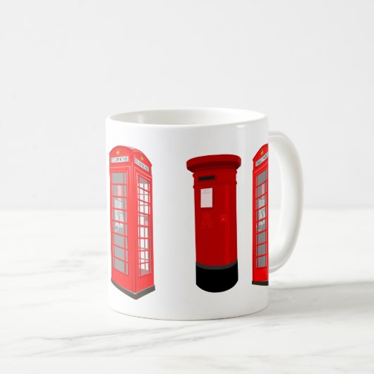 British Phone Booth & Post Box Mug コーヒーマグカップ (正面右)