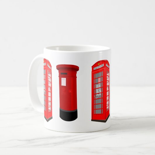 British Phone Booth & Post Box Mug コーヒーマグカップ (正面左)