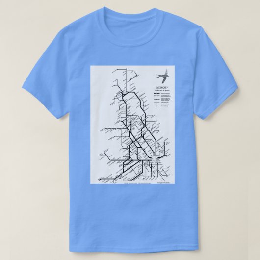 British Rail Intercity Carriage Map 1993 Tシャツ (デザイン正面)