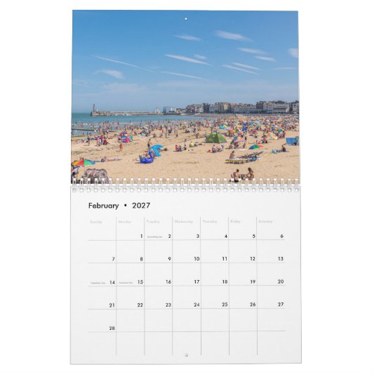 British seaside 2026 calendar カレンダー (2月 2027)