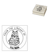 British Short Hair Cat、図書館の本 ラバースタンプ (押印)