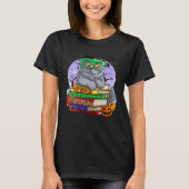 British Shorthair Cat Frankenstein Halloween Witch Tシャツ (正面)