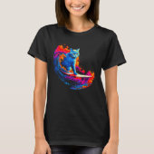 British Shorthair Cat Surfing Tシャツ (正面)