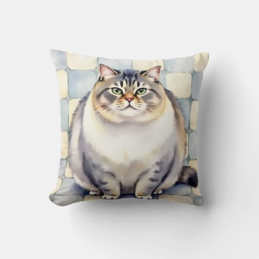 British Shorthair Watercolor Tile Pattern Art クッション (正面)